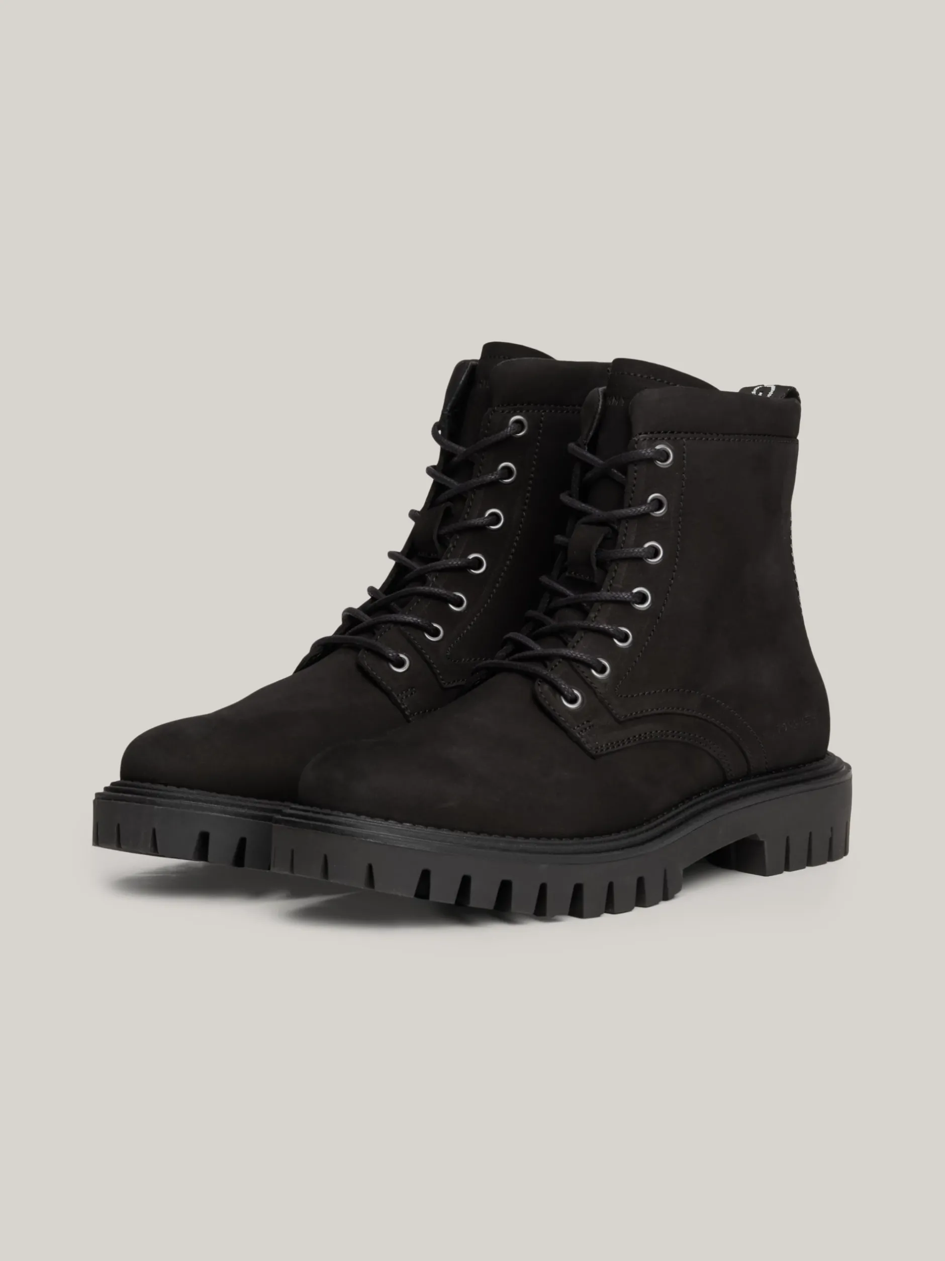 Buty Sznurowane|Buty*Tommy Hilfiger Skórzane Buty Nad Kostkę Z Protektorem BLACK