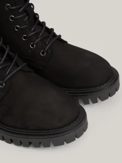 Buty Sznurowane|Buty*Tommy Hilfiger Skórzane Buty Nad Kostkę Z Protektorem BLACK