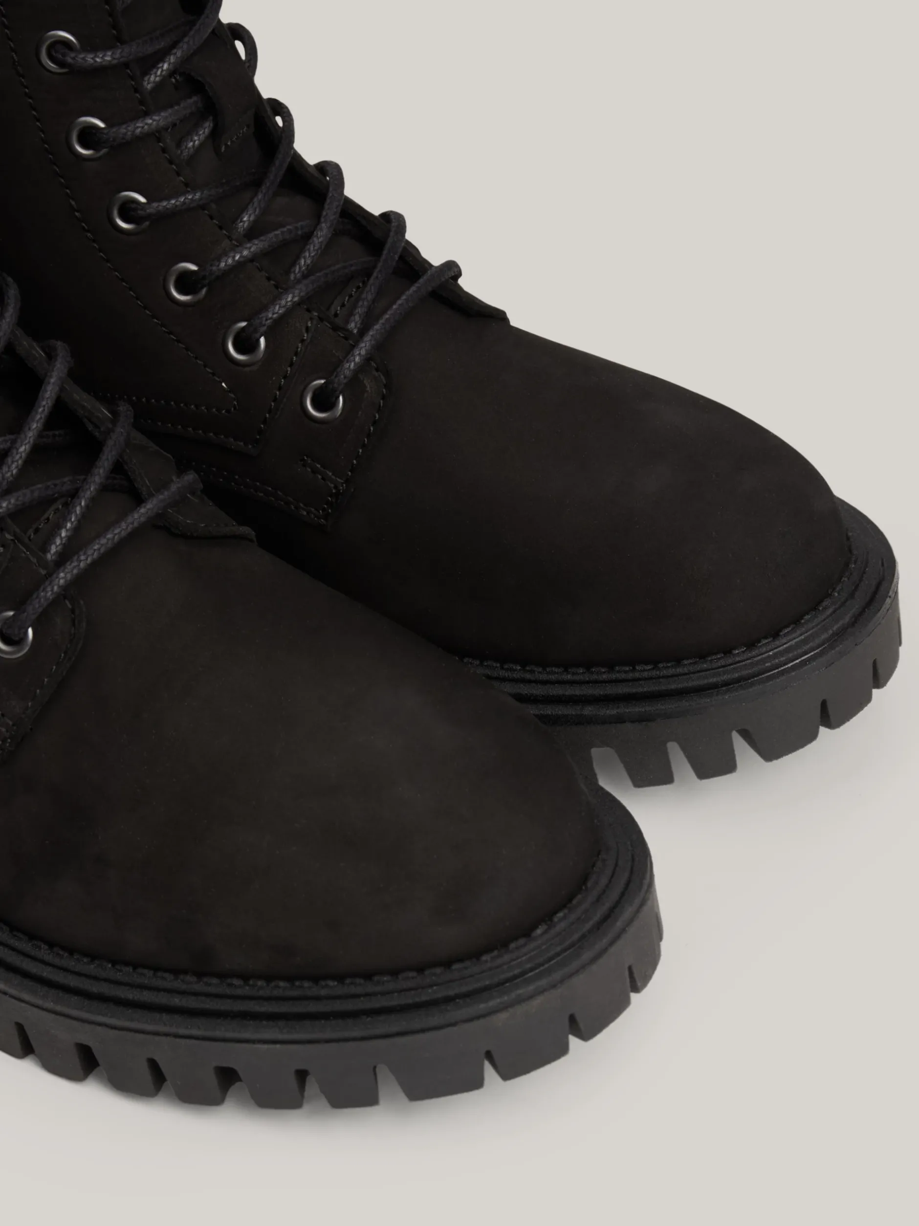 Buty Sznurowane|Buty*Tommy Hilfiger Skórzane Buty Nad Kostkę Z Protektorem BLACK