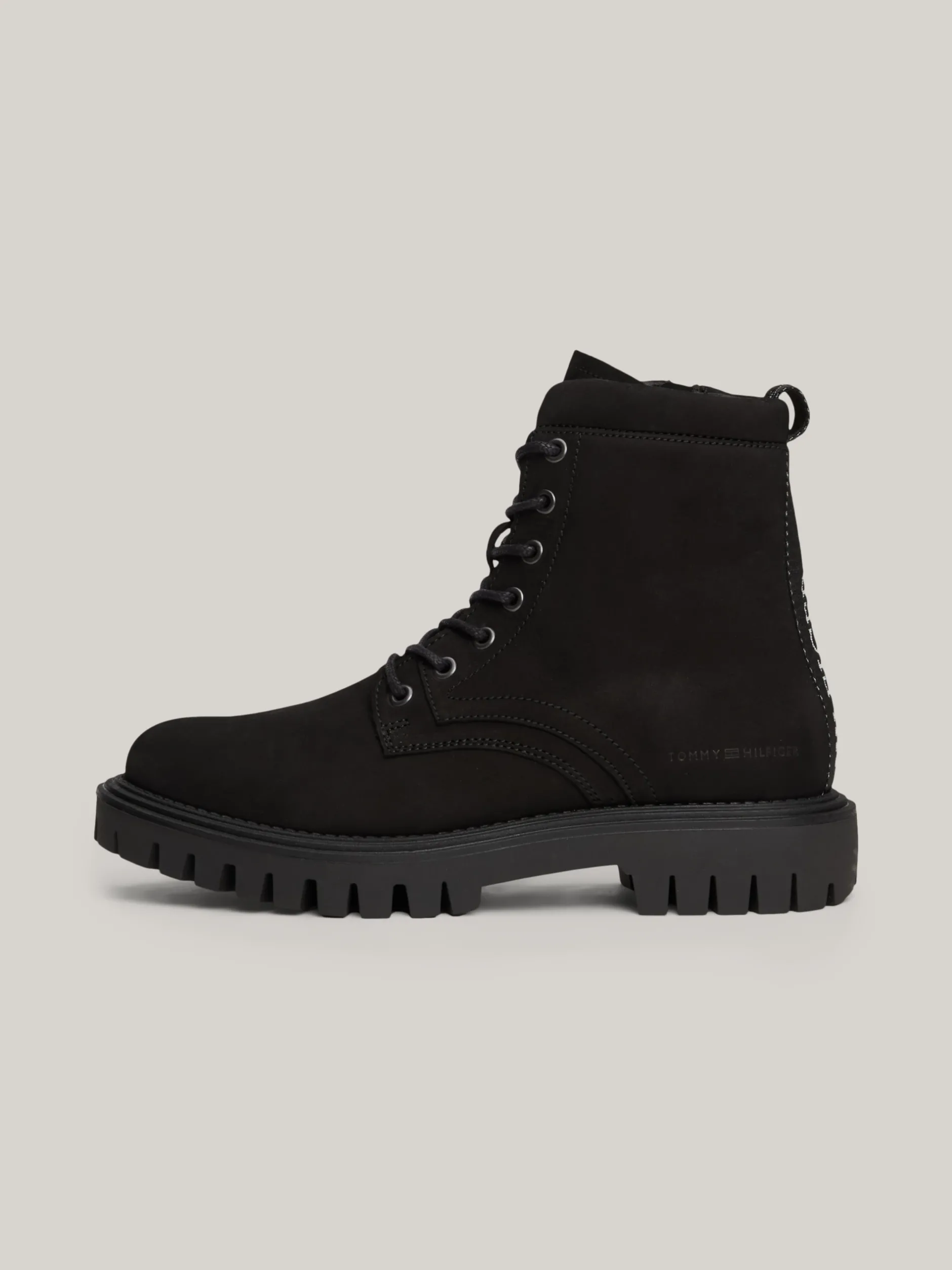 Buty Sznurowane|Buty*Tommy Hilfiger Skórzane Buty Nad Kostkę Z Protektorem BLACK