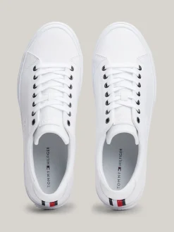 White Trainers|Sneakersy*Tommy Hilfiger Skórzane Buty Sportowe Essential Z Monogramem WHITE