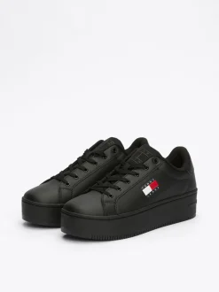 Sneakersy*Tommy Hilfiger Skórzane Buty Sportowe Na Platformie BLACK