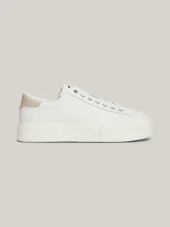 Sneakersy*Tommy Hilfiger Skórzane Buty Sportowe Na Platformie ECRU / DRIFTY DUNES