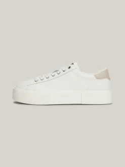Sneakersy*Tommy Hilfiger Skórzane Buty Sportowe Na Platformie ECRU / DRIFTY DUNES