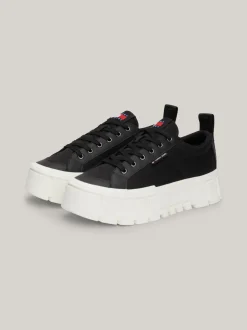 Sneakersy*Tommy Hilfiger Skórzane Buty Sportowe Na Platformie BLACK