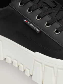 Sneakersy*Tommy Hilfiger Skórzane Buty Sportowe Na Platformie BLACK