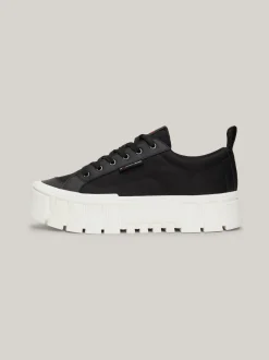 Sneakersy*Tommy Hilfiger Skórzane Buty Sportowe Na Platformie BLACK