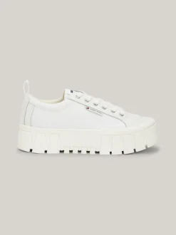 Sneakersy*Tommy Hilfiger Skórzane Buty Sportowe Na Platformie ECRU