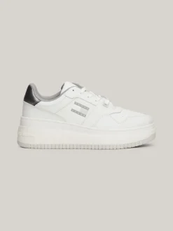 Sneakersy*Tommy Hilfiger Skórzane Buty Sportowe Na Platformie ECRU / METALLIC WARMSTONE