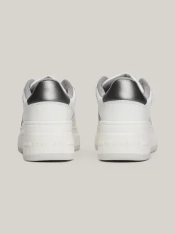 Sneakersy*Tommy Hilfiger Skórzane Buty Sportowe Na Platformie ECRU / METALLIC WARMSTONE