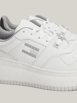 Sneakersy*Tommy Hilfiger Skórzane Buty Sportowe Na Platformie ECRU / METALLIC WARMSTONE