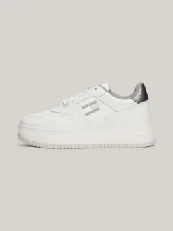 Sneakersy*Tommy Hilfiger Skórzane Buty Sportowe Na Platformie ECRU / METALLIC WARMSTONE