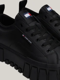 Sneakersy*Tommy Hilfiger Skórzane Buty Sportowe Na Platformie BLACK
