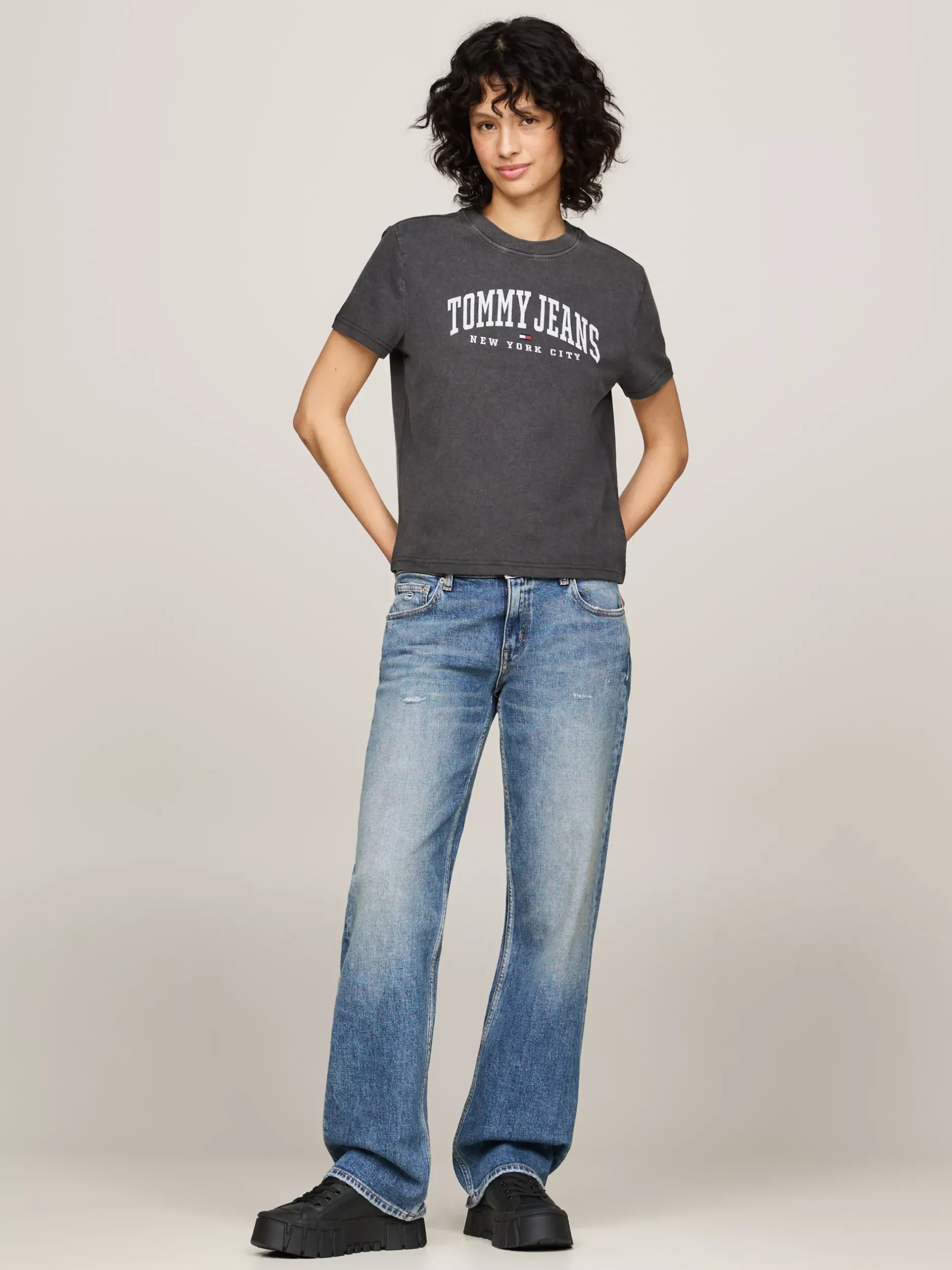 Sneakersy*Tommy Hilfiger Skórzane Buty Sportowe Na Platformie BLACK