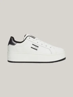 Sneakersy*Tommy Hilfiger Skórzane Buty Sportowe Na Płaskiej Podeszwie BLACK