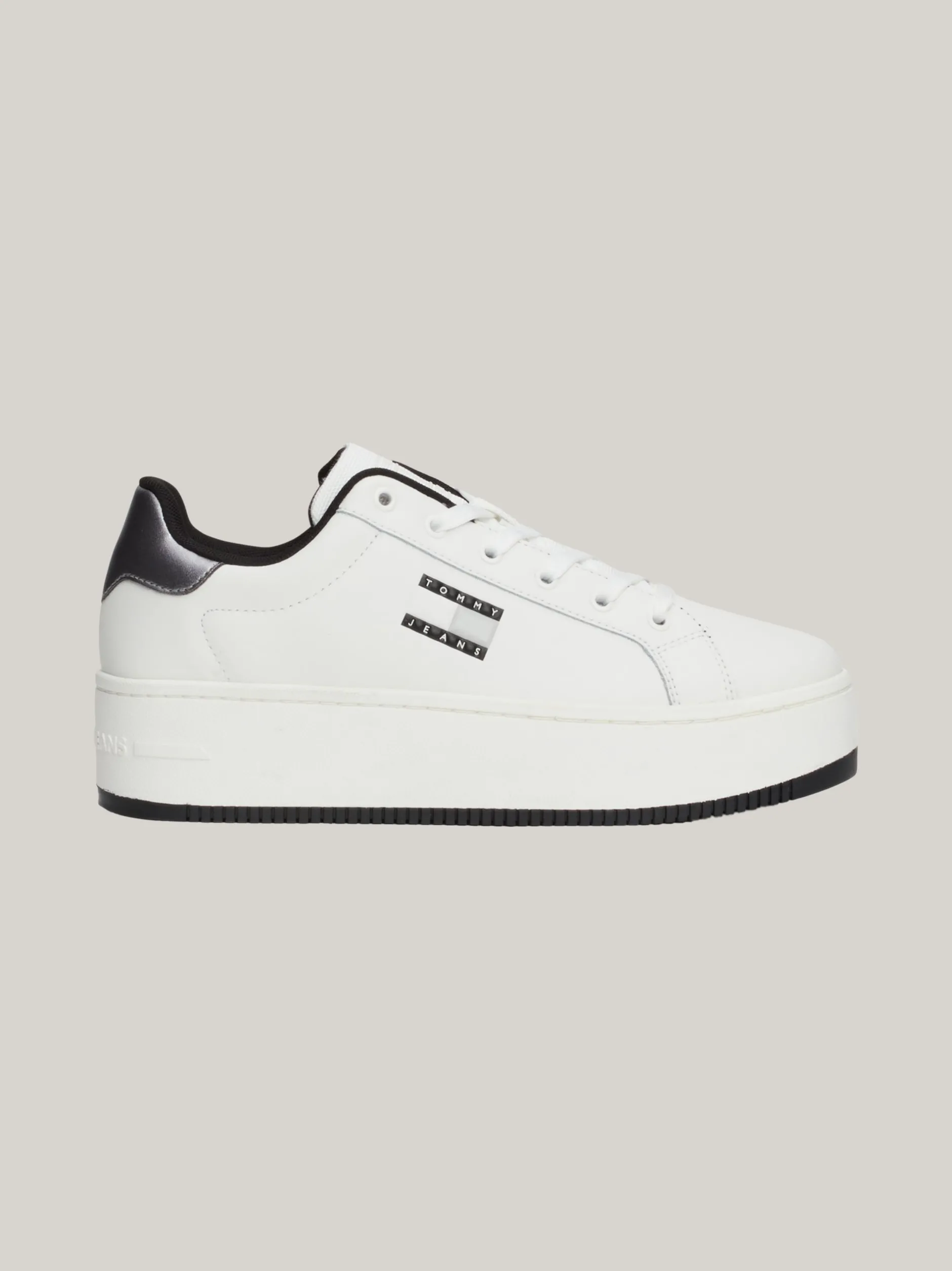 Sneakersy*Tommy Hilfiger Skórzane Buty Sportowe Na Płaskiej Podeszwie BLACK