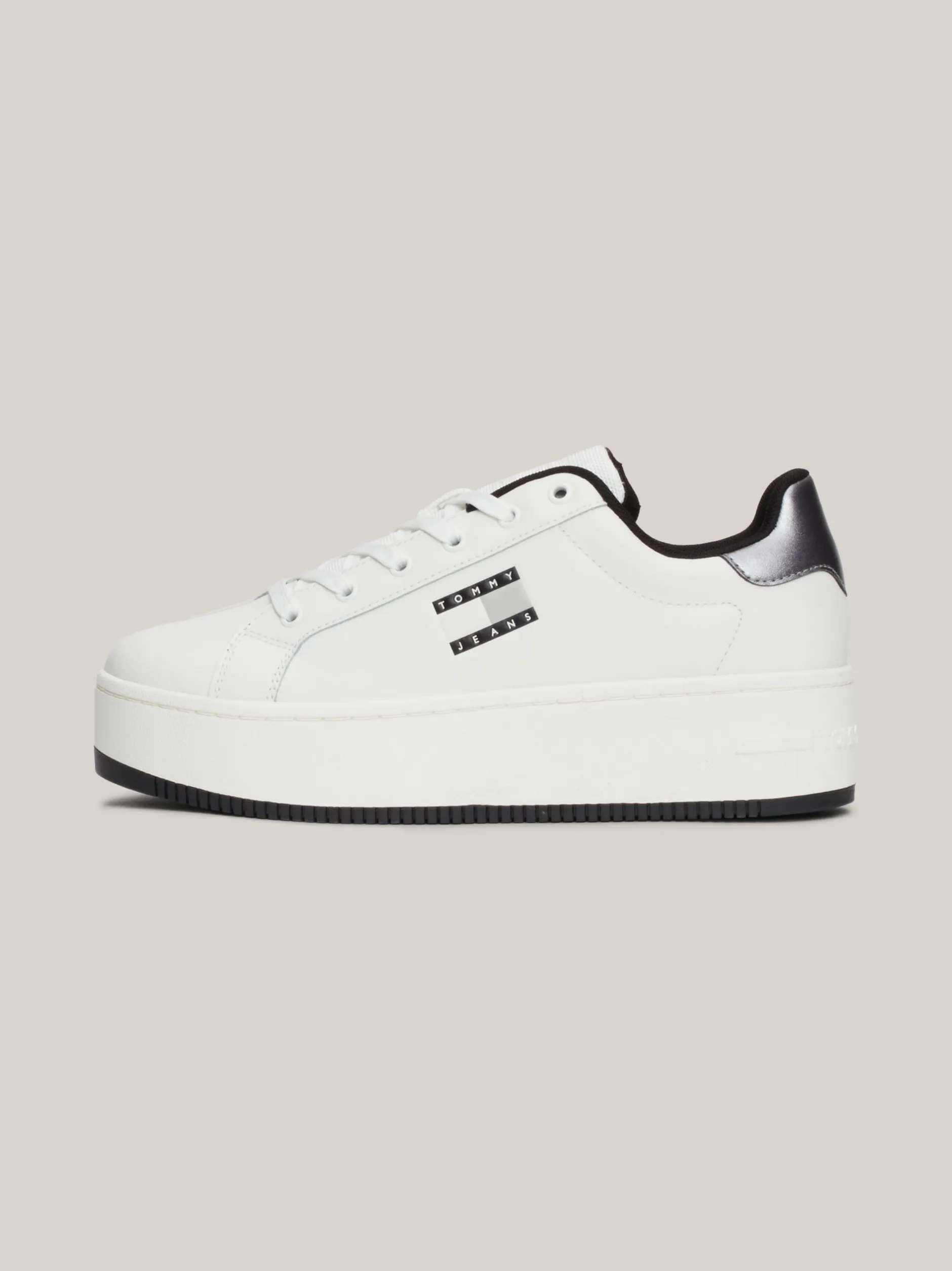 Sneakersy*Tommy Hilfiger Skórzane Buty Sportowe Na Płaskiej Podeszwie BLACK