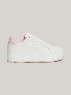 Sneakersy*Tommy Hilfiger Skórzane Buty Sportowe Na Płaskiej Podeszwie MISTY PINK
