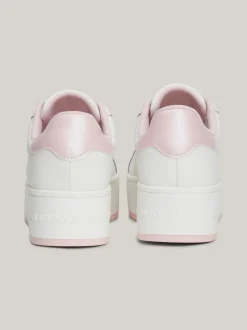 Sneakersy*Tommy Hilfiger Skórzane Buty Sportowe Na Płaskiej Podeszwie MISTY PINK