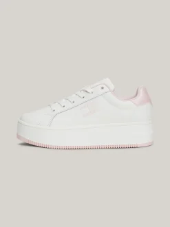 Sneakersy*Tommy Hilfiger Skórzane Buty Sportowe Na Płaskiej Podeszwie MISTY PINK