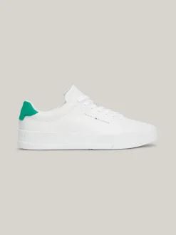 White Trainers|Sneakersy*Tommy Hilfiger Skórzane Buty Sportowe Na Grubej Podeszwie WHITE/OLYMPIC GREEN