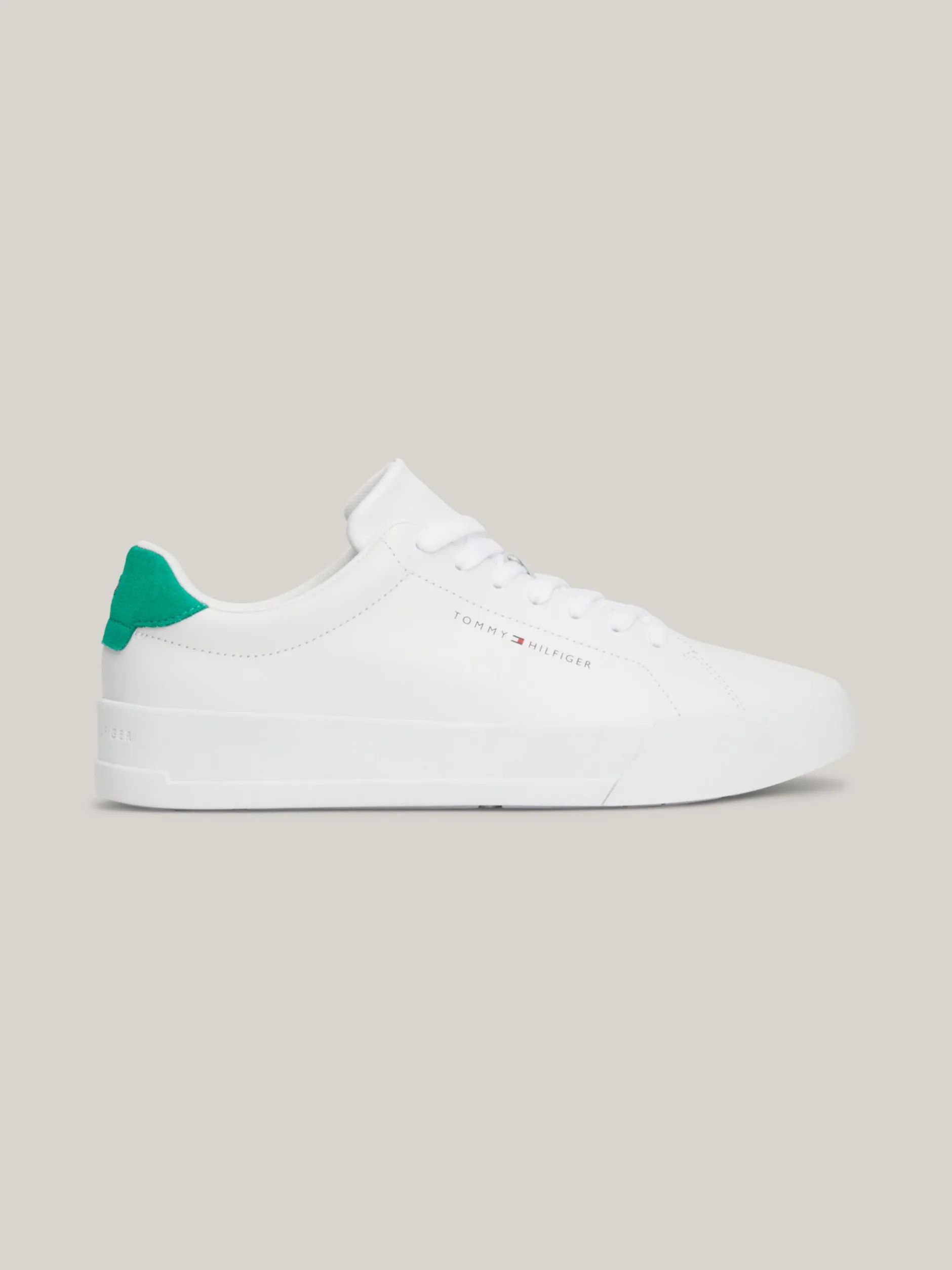 White Trainers|Sneakersy*Tommy Hilfiger Skórzane Buty Sportowe Na Grubej Podeszwie WHITE/OLYMPIC GREEN