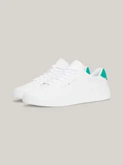 White Trainers|Sneakersy*Tommy Hilfiger Skórzane Buty Sportowe Na Grubej Podeszwie WHITE/OLYMPIC GREEN