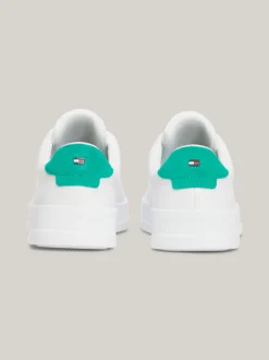White Trainers|Sneakersy*Tommy Hilfiger Skórzane Buty Sportowe Na Grubej Podeszwie WHITE/OLYMPIC GREEN