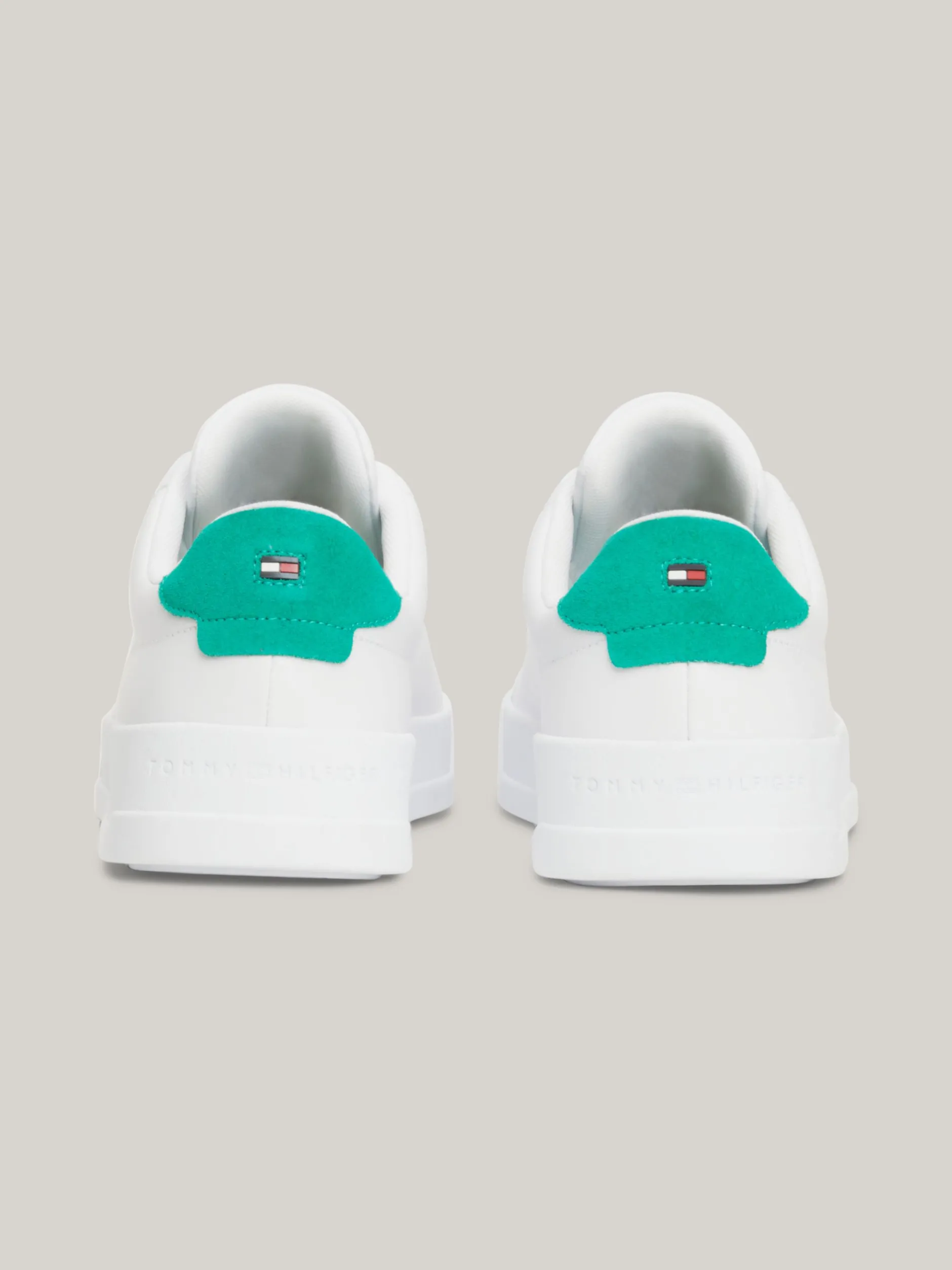 White Trainers|Sneakersy*Tommy Hilfiger Skórzane Buty Sportowe Na Grubej Podeszwie WHITE/OLYMPIC GREEN