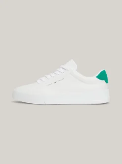 White Trainers|Sneakersy*Tommy Hilfiger Skórzane Buty Sportowe Na Grubej Podeszwie WHITE/OLYMPIC GREEN