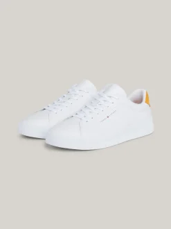 White Trainers|Sneakersy*Tommy Hilfiger Skórzane Buty Sportowe Na Grubej Podeszwie WHITE/RICH OCHRE