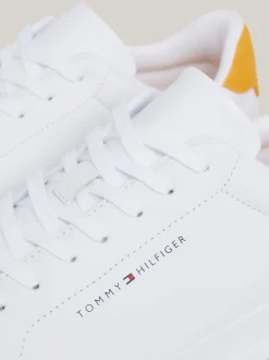 White Trainers|Sneakersy*Tommy Hilfiger Skórzane Buty Sportowe Na Grubej Podeszwie WHITE/RICH OCHRE