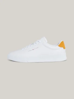 White Trainers|Sneakersy*Tommy Hilfiger Skórzane Buty Sportowe Na Grubej Podeszwie WHITE/RICH OCHRE