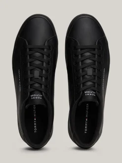 Sneakersy*Tommy Hilfiger Skórzane Buty Sportowe Na Płaskiej Platformie BLACK