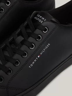 Sneakersy*Tommy Hilfiger Skórzane Buty Sportowe Na Płaskiej Platformie BLACK
