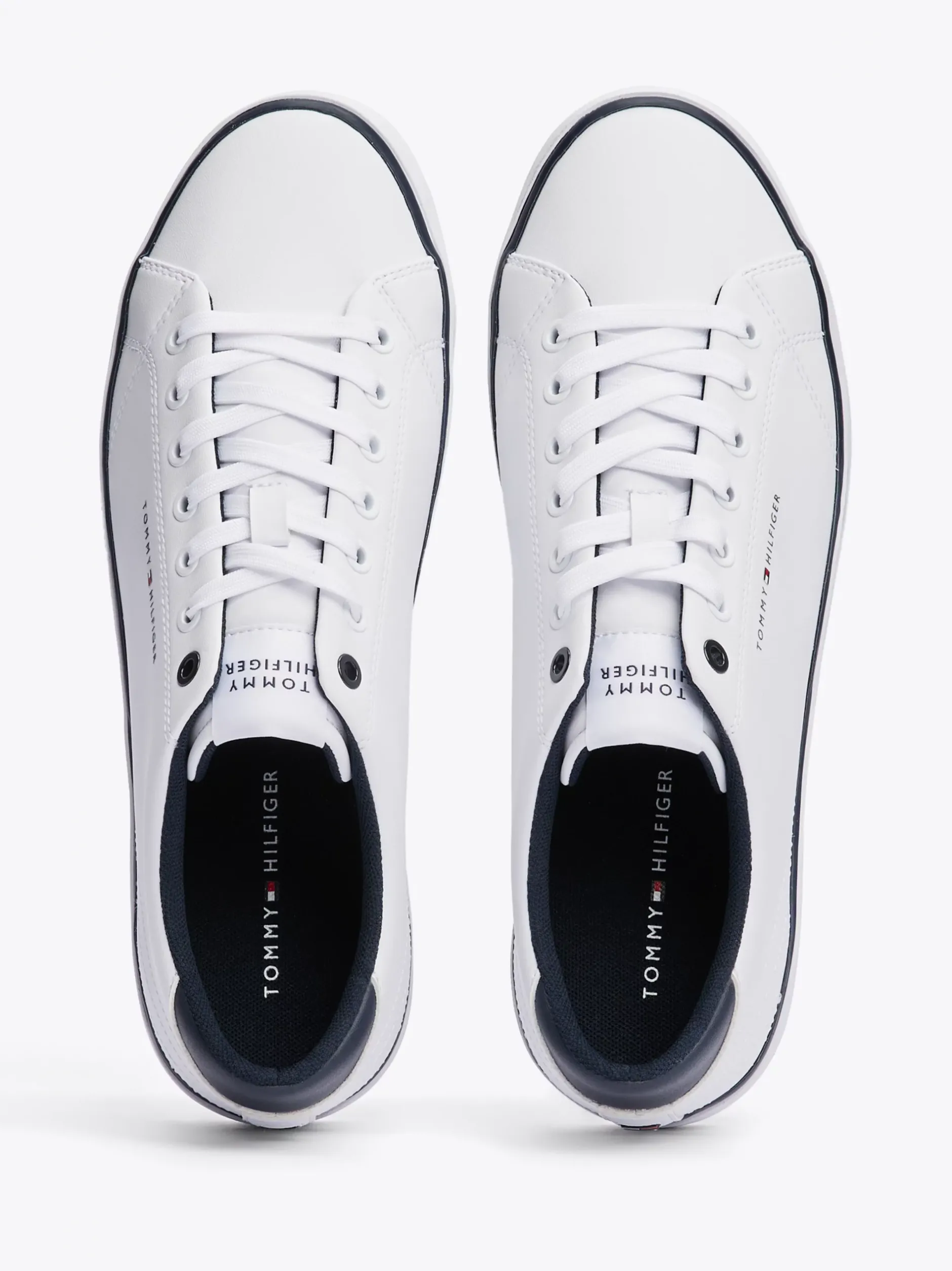 White Trainers|Sneakersy*Tommy Hilfiger Skórzane Buty Sportowe Na Płaskiej Platformie WHITE