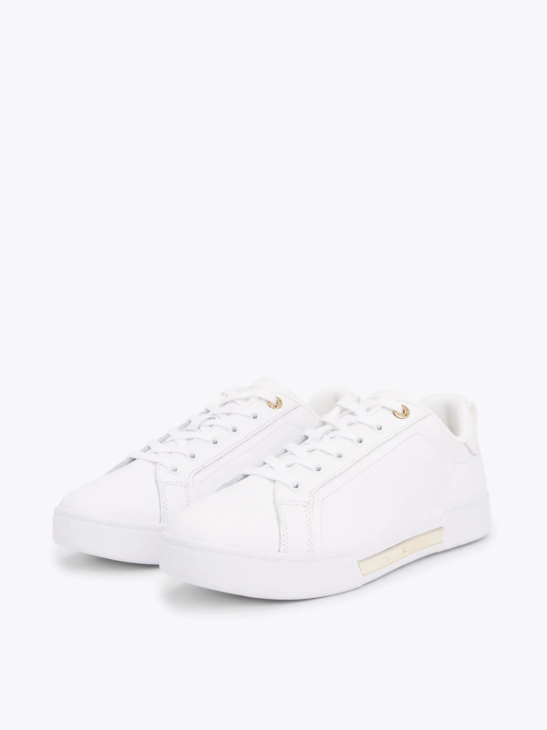 Sneakersy*Tommy Hilfiger Skórzane Buty Sportowe Na Podeszwie Cupsole WHITE