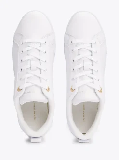 Sneakersy*Tommy Hilfiger Skórzane Buty Sportowe Na Podeszwie Cupsole WHITE