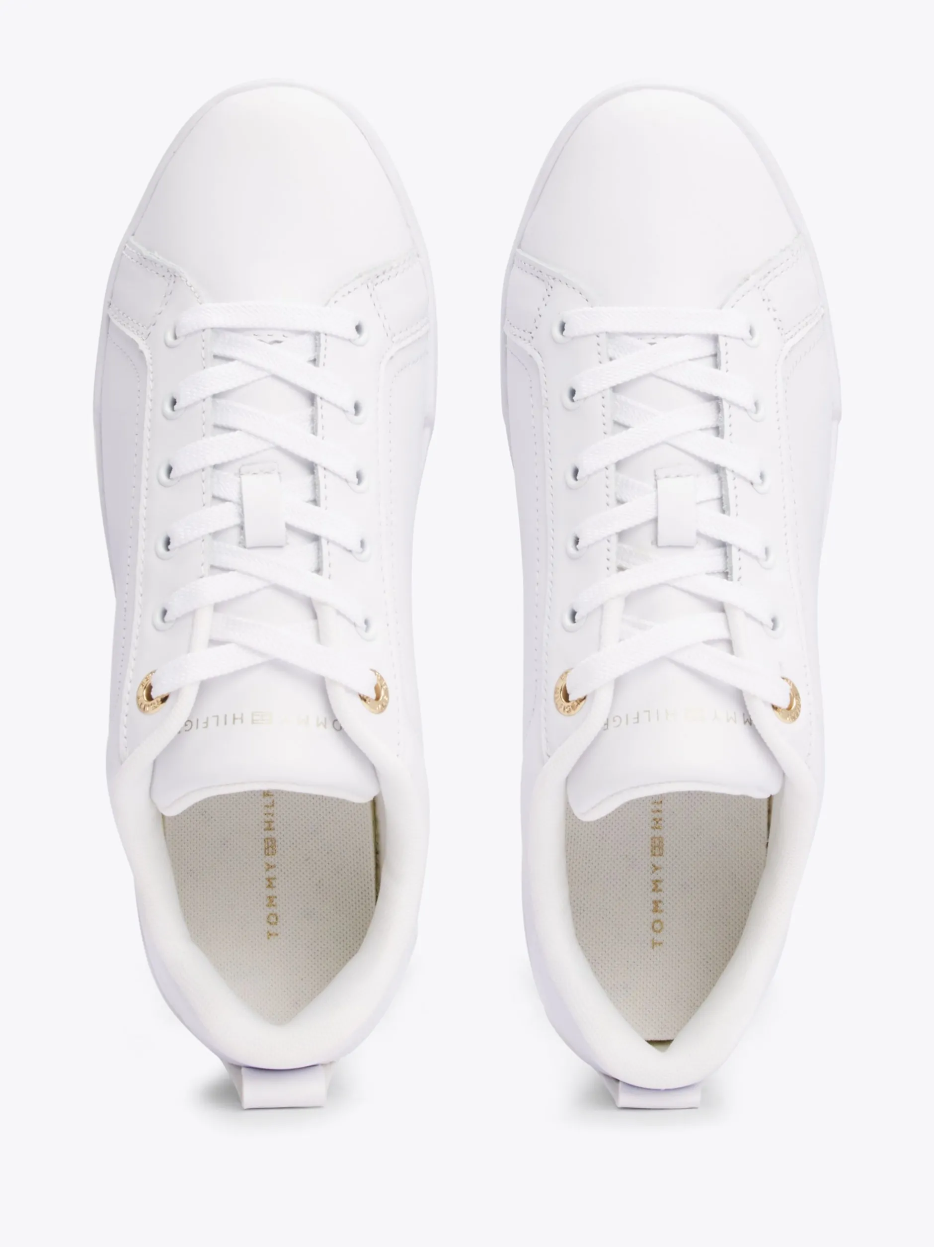 Sneakersy*Tommy Hilfiger Skórzane Buty Sportowe Na Podeszwie Cupsole WHITE
