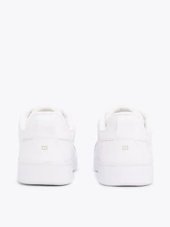 Sneakersy*Tommy Hilfiger Skórzane Buty Sportowe Na Podeszwie Cupsole WHITE