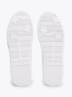 Sneakersy*Tommy Hilfiger Skórzane Buty Sportowe Na Podeszwie Cupsole WHITE