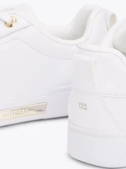 Sneakersy*Tommy Hilfiger Skórzane Buty Sportowe Na Podeszwie Cupsole WHITE