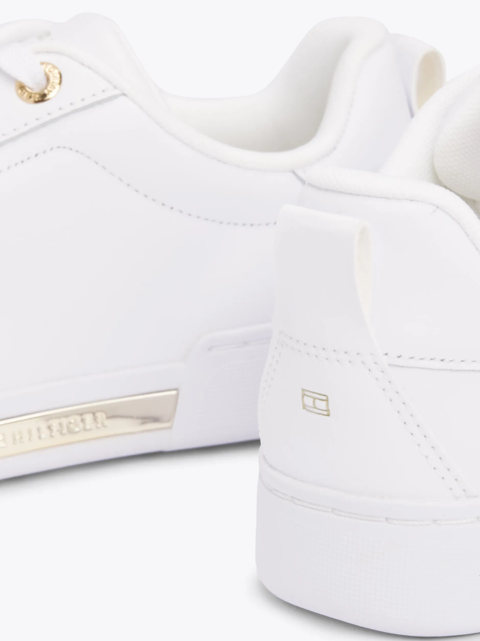 Sneakersy*Tommy Hilfiger Skórzane Buty Sportowe Na Podeszwie Cupsole WHITE