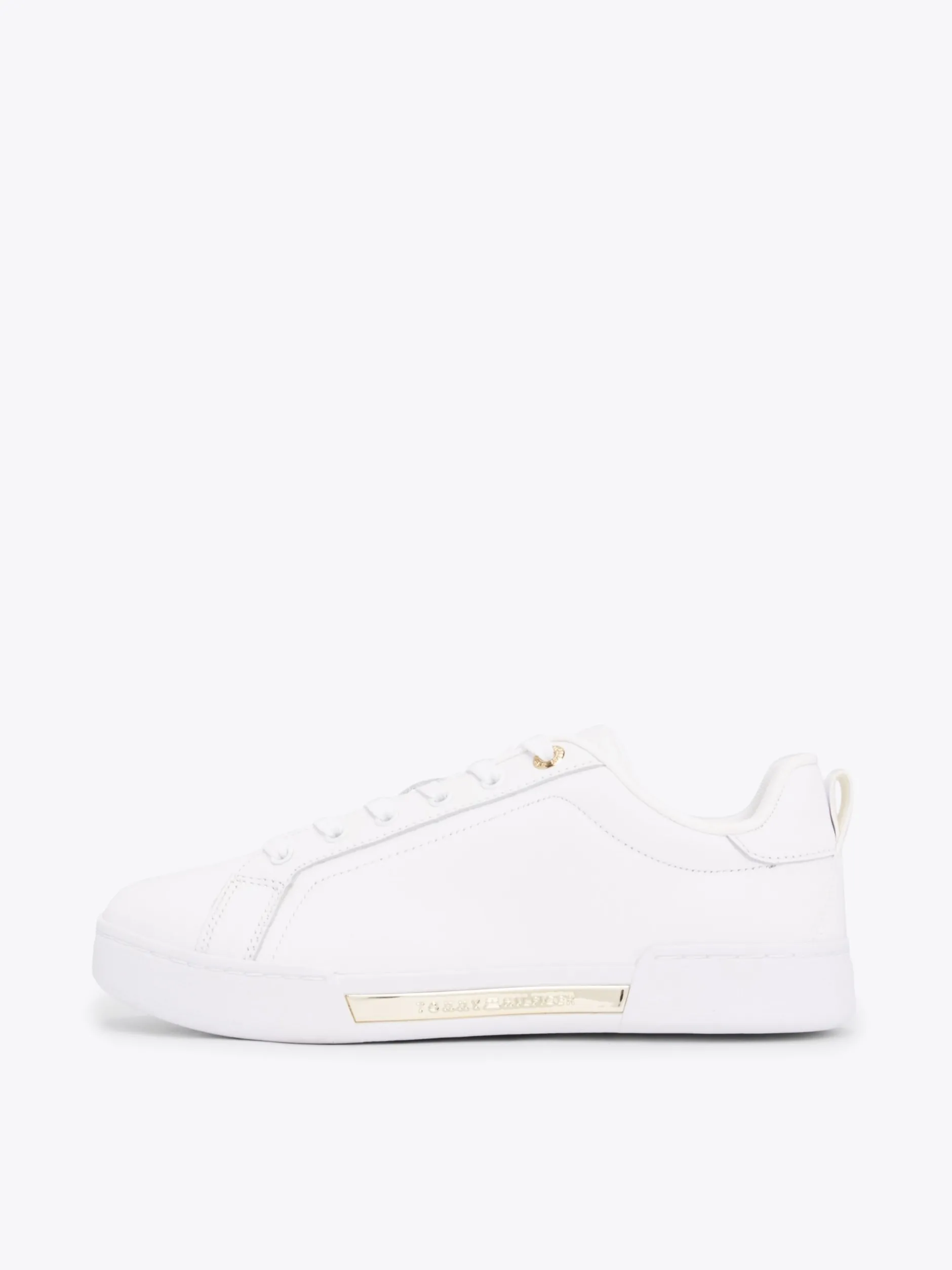 Sneakersy*Tommy Hilfiger Skórzane Buty Sportowe Na Podeszwie Cupsole WHITE