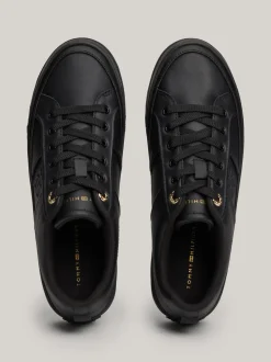 Sneakersy*Tommy Hilfiger Skórzane Buty Sportowe Na Płaskiej Platformie BLACK