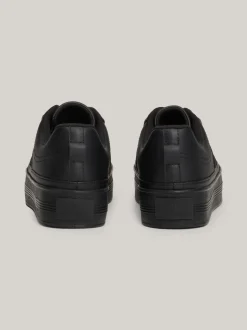 Sneakersy*Tommy Hilfiger Skórzane Buty Sportowe Na Płaskiej Platformie BLACK