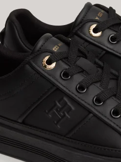 Sneakersy*Tommy Hilfiger Skórzane Buty Sportowe Na Płaskiej Platformie BLACK