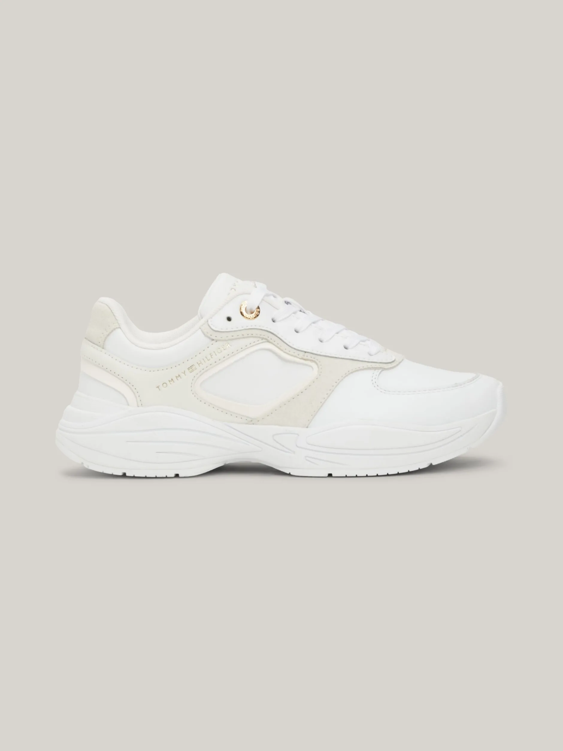 Sneakersy*Tommy Hilfiger Skórzane Buty Sportowe Na Grubej Podeszwie WHITE