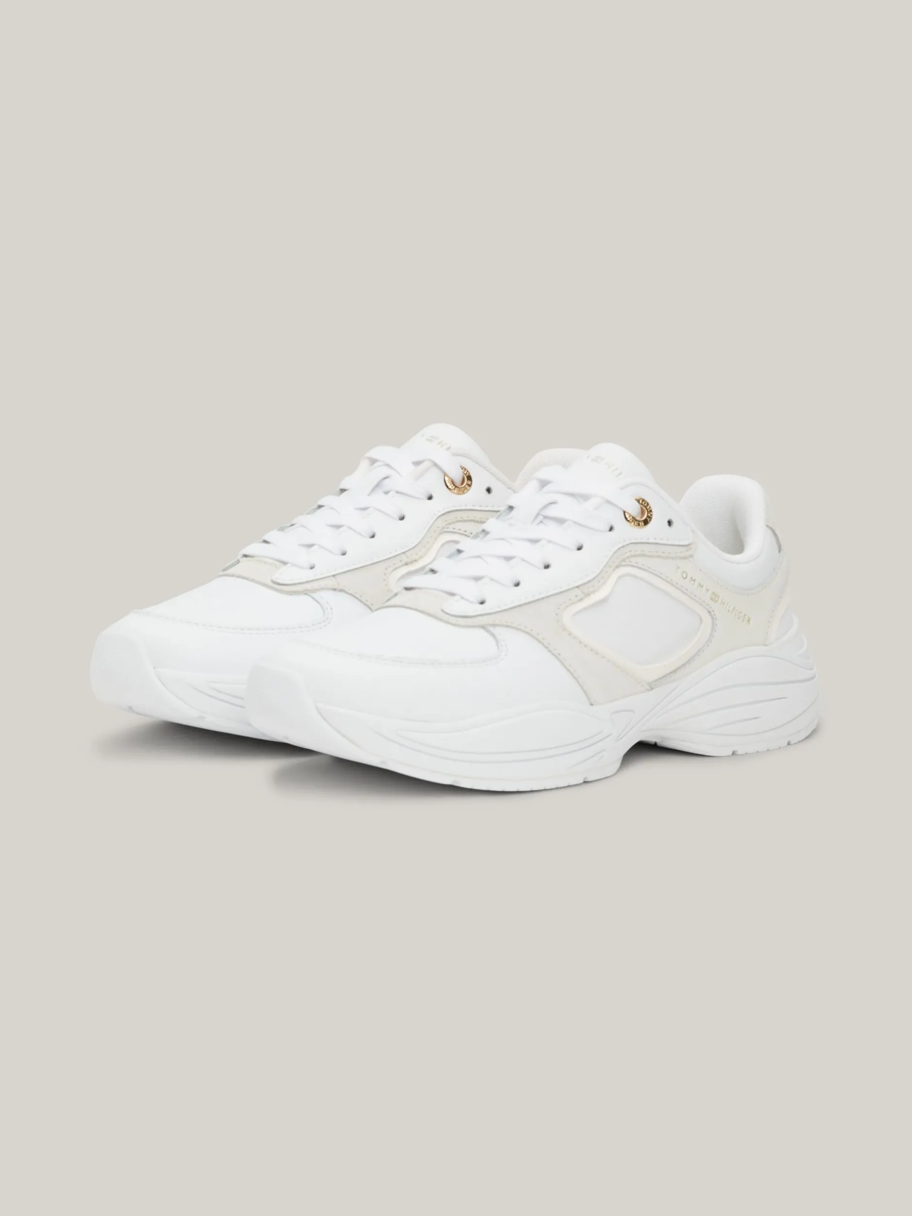 Sneakersy*Tommy Hilfiger Skórzane Buty Sportowe Na Grubej Podeszwie WHITE