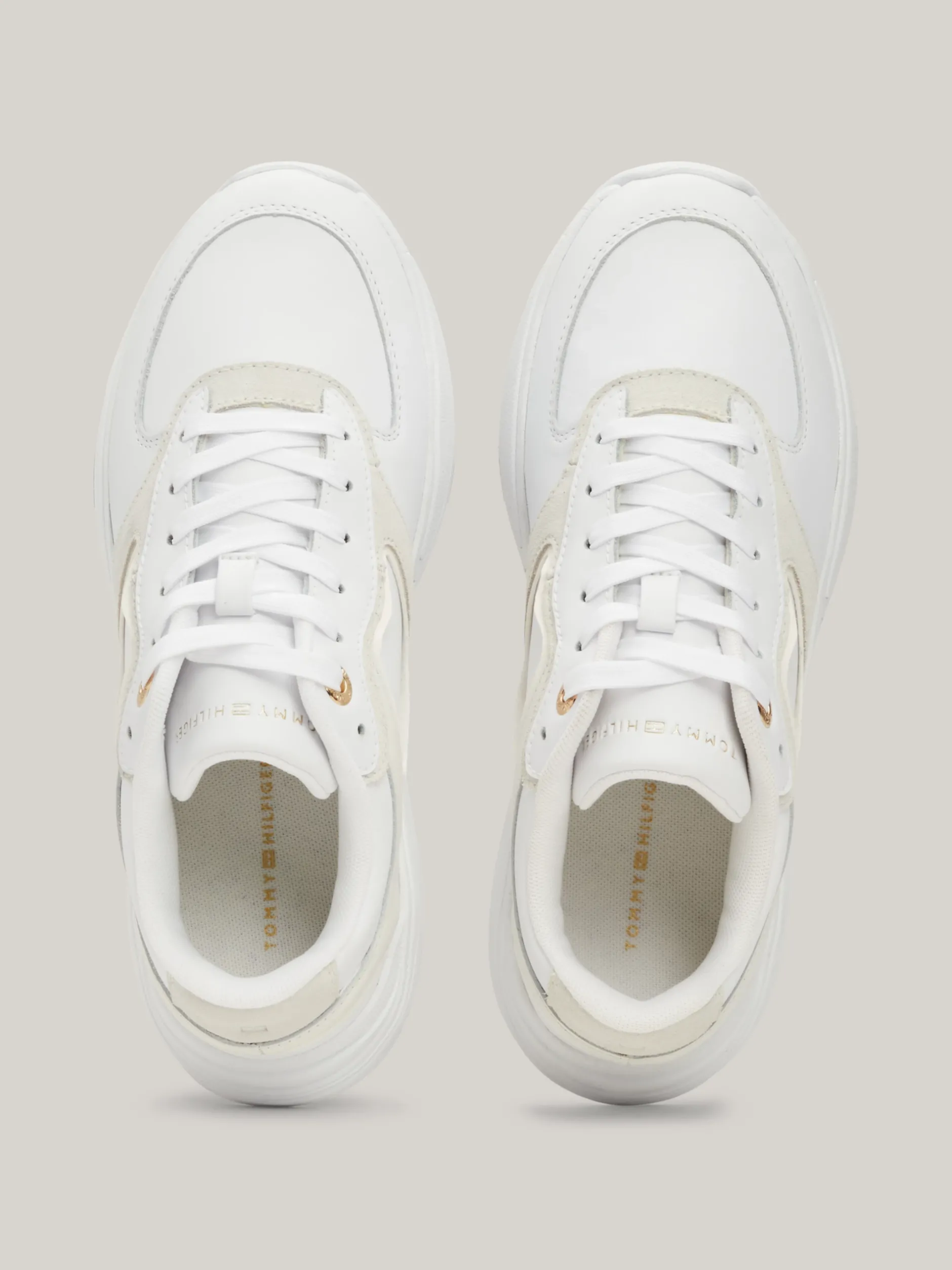 Sneakersy*Tommy Hilfiger Skórzane Buty Sportowe Na Grubej Podeszwie WHITE